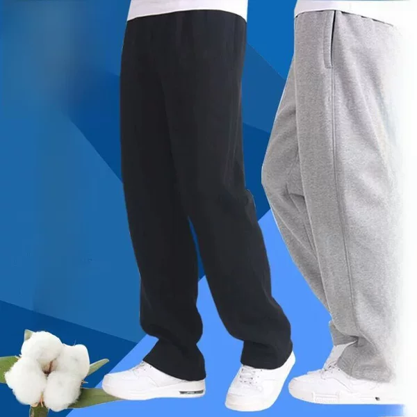 Men's Sports Pants Straight Summer Casual Long Pants Extra Large Size Thin Men's Autumn Sweatpants Loose Fat Men