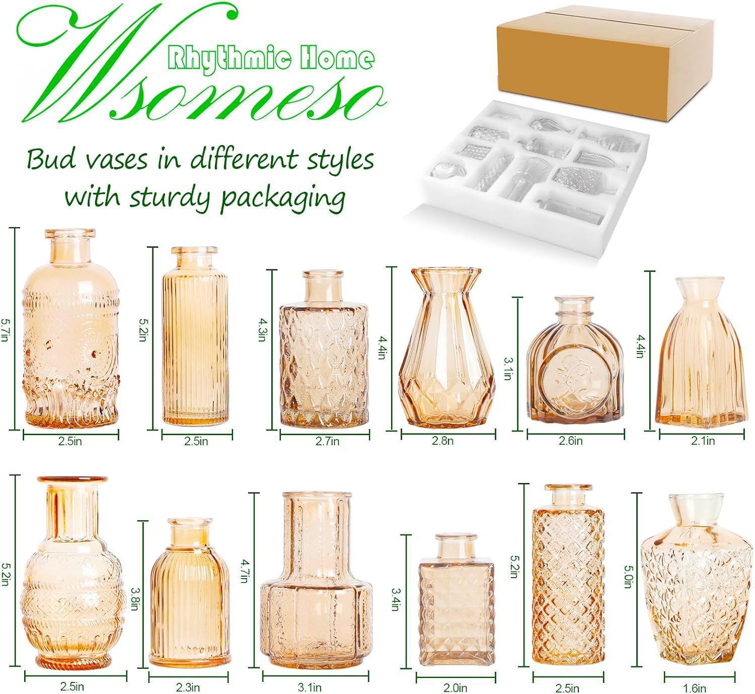 Customizado Amazon alto borosilicato de vidrio pequeño jarrón ligero de lujo jarrón de vidrio transparente adornos de boda inswind