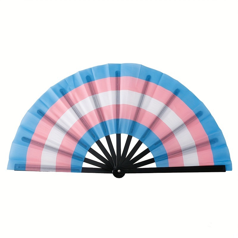 Arco iris de gran tamaño ventilador sonoro fácil de abrir hueso de bambú hueso de plástico color rueda kung fu ventilador de baile ventilador al por mayor