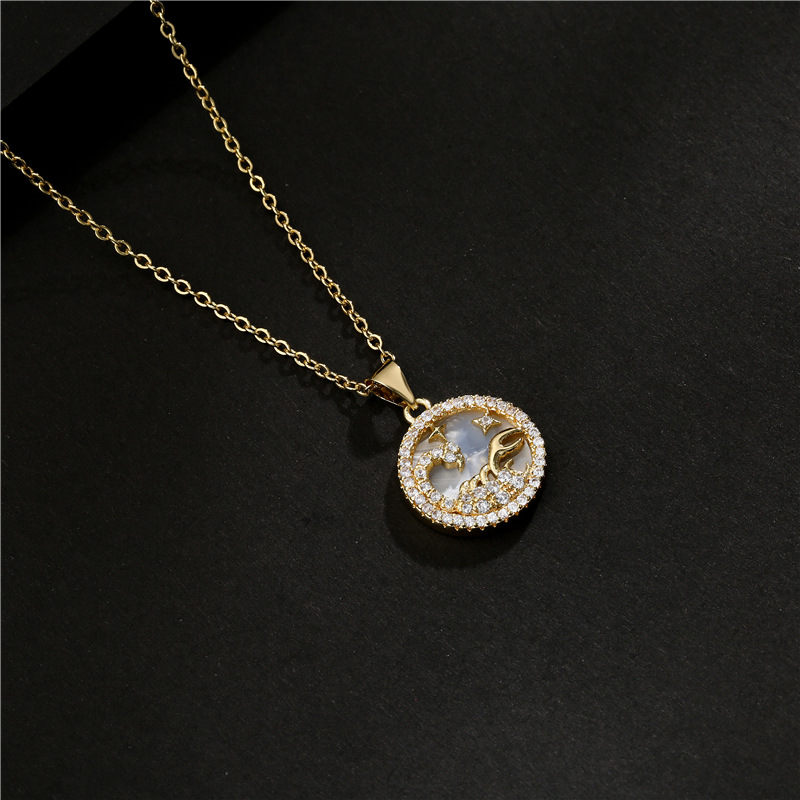 wholesale jewelry gold electroplated copper 12 constellation necklace Nihaojewelry