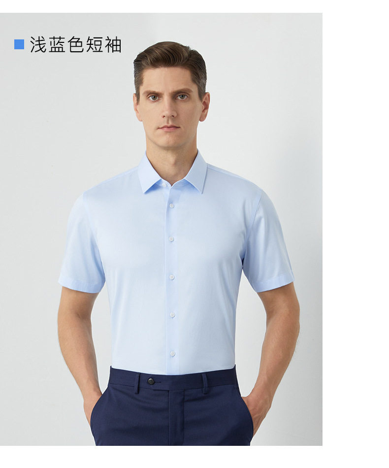 Áo sơ mi nam ngắn tay cổ lật cotton 80s không cần ủi form vừa vặn — Màu xanh nhạt ngắn tay nam cổ vuông, Trắng ngắn tay nam cổ vuông chi tiết 19