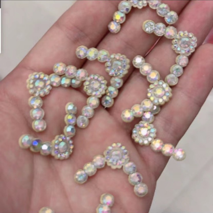 Non-woven rhinestone accessories headdress flower headdress accessories headdress flower material handmade material accessories diy small flower triangle label