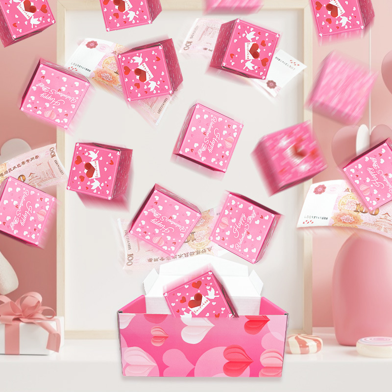 Día de San Valentín sorpresa Bounce caja te amo ciego caja aniversario regalo para niñas pareja creativa caja de regalo sobre rojo
