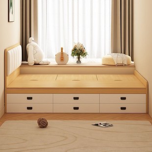 All Solid Wood Bed for Home Bedroom Single and Double Bed Tatami Bed for Rental Room High Box Storage Bed Panel Bed