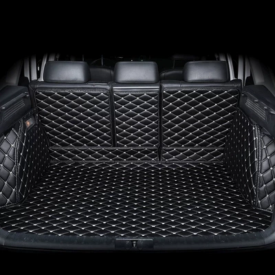 Trunk Mat Custom-Made for Specific Car Models - full-surround-black-gold-thread-small-package-delivery-24-hours-fast-delivery