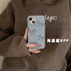 小衆立体真珠蝶ネクタイはiPhone15promaxアップル16携帯ケース14高級感13女性に適用されている