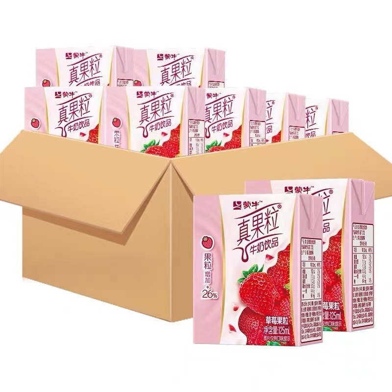 蒙牛真果粒草莓味整箱125ml*12瓶迷你装水果味营养早餐学生饮料|undefined