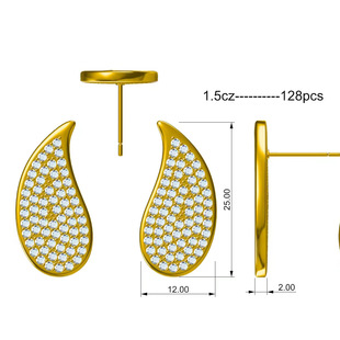 Cross-Border New Ear Pins Copper and Silver Jewelry Small Order Custom Water Drop Inlaid Stone Women's Earrings Amazon Supply Factory Wholesale