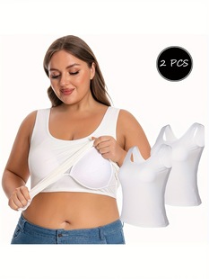 2025 New Cross-Border Dropshipping 2-Piece Women's Plus-Size Vest (Including Bra) Women's S