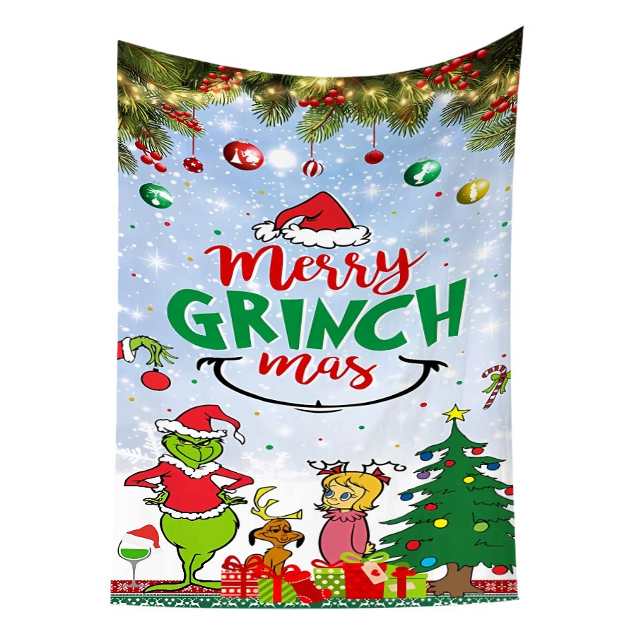 Рождественская дверная крышка декоративная подвесная Ткань зеленые волосы Монстр Гринч дверная крышка Рождественский Гринч дверная занавеска новогодний гобелен дверная крышка фон