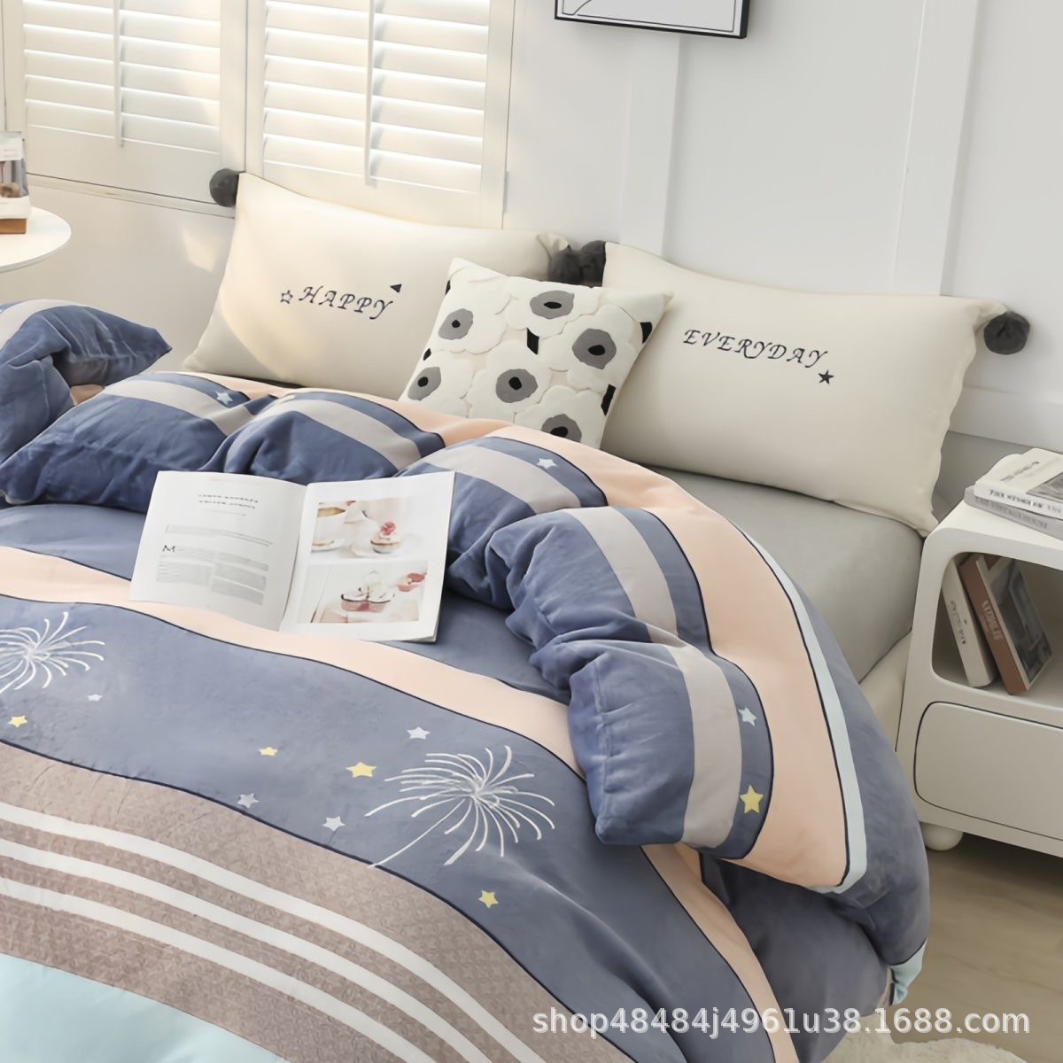 Flange edredón más edredón cubierta doble una sola pieza de lana de coral de doble cara de lana de invierno