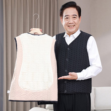 中老年男士加绒加厚马甲保暖衣2024冬天新款爸爸爷爷款开衫厚坎肩
