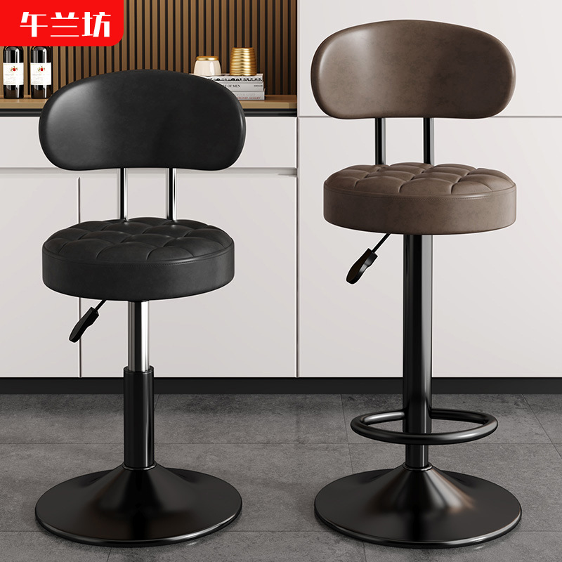 High Stool Bar Chair Adult Backrest Lift Stool Bar Silver Table High Chair Home Rotating Bar Stool