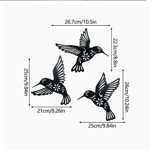 Transfronterizo para tres colibríes silueta artesanías de hierro forjado decoración colgante de pared artesanías de metal creativas para el hogar
