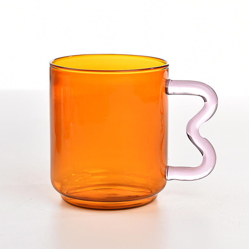 Taza de cristal de color creativo con mango chica pareja Oficina jugo taza de café desayuno taza de leche