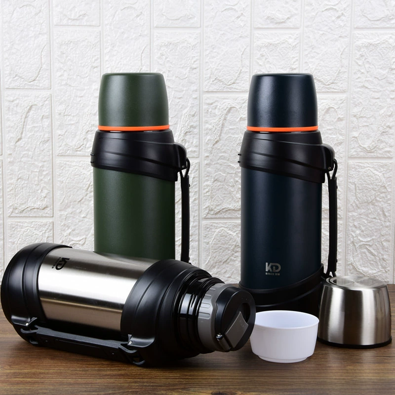 Quandi vacuum capacious thermos for traveling, handheld teapot stainless steel, stainless steel AISI 304, 2000 ml