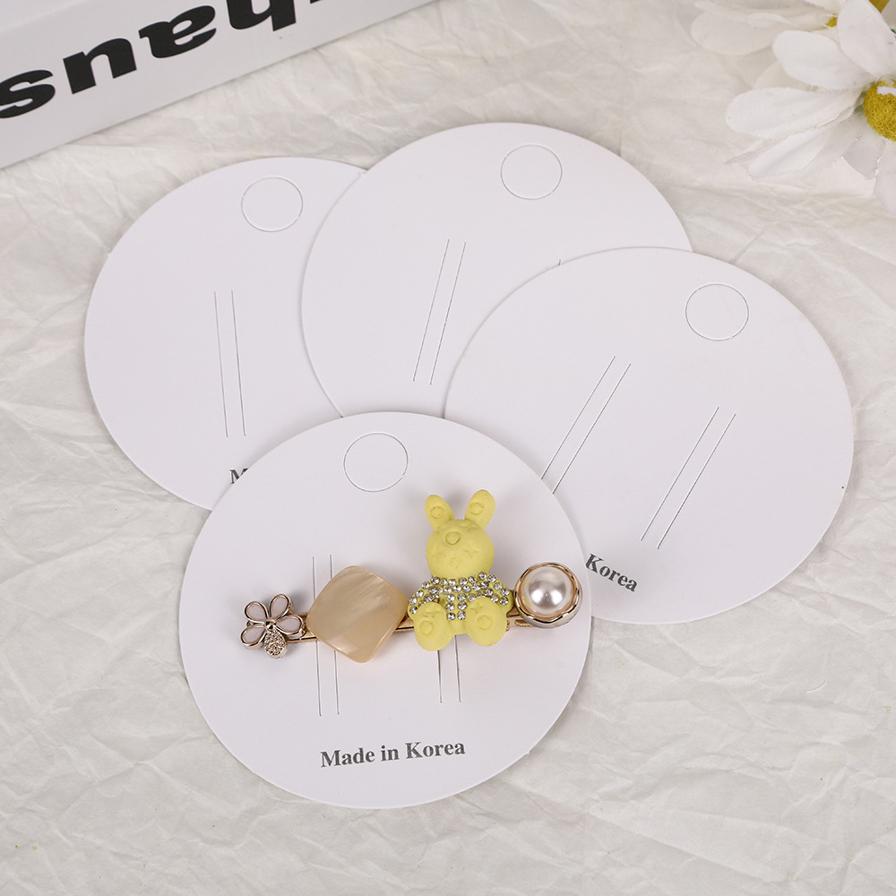 韩版白色圆形发夹发圈头绳卡纸饰品包装卡片印刷特种纸现货批发