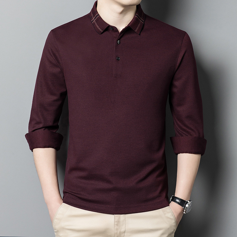 Brand Cashmere Men's Polo Shirt Long-Sleeved 2024 Autumn and Winter Casual Loose Men's Tops Versatile Men's T-Shirt