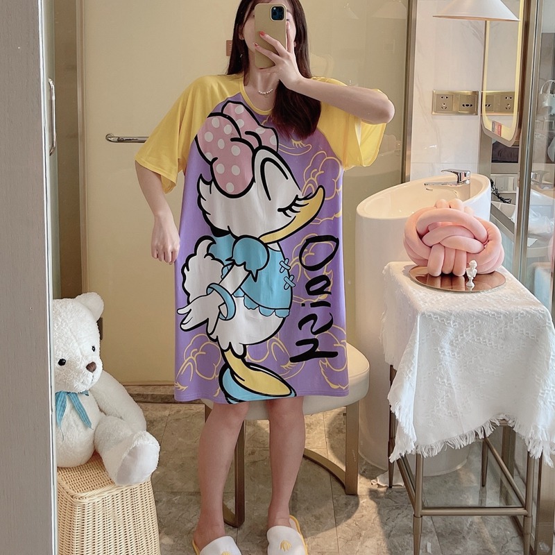 Una variedad de 2023 verano Comercio exterior falda cultural de manga corta suelta grasa más tamaño camisón de dibujos animados ropa para el hogar ventas directas de la fábrica