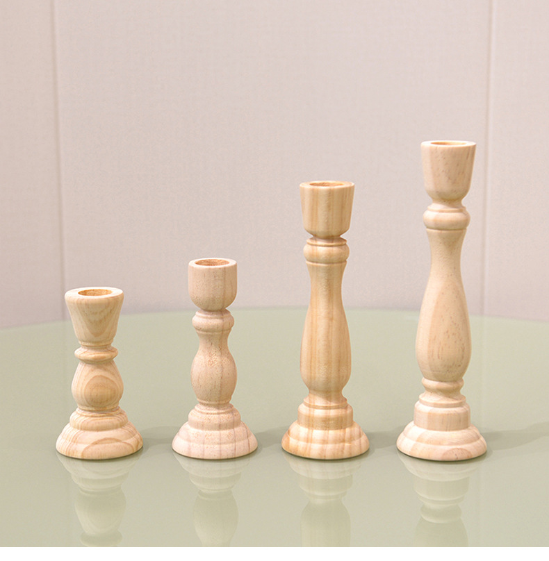 Simple Style Solid Color Wood Candlestick display picture 3