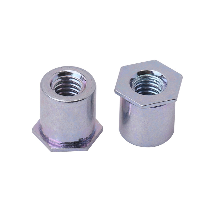 碳钢镀蓝白锌通孔压铆螺母柱六角压铆螺母柱M3-M10