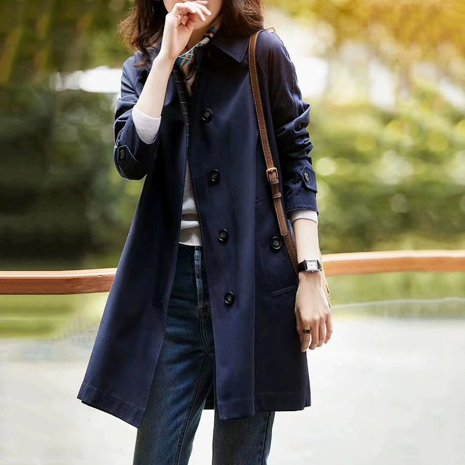 Длинный осенний элитный trench coat для отдыха, до середины бедра, для подростков, яркий цепляющий стиль