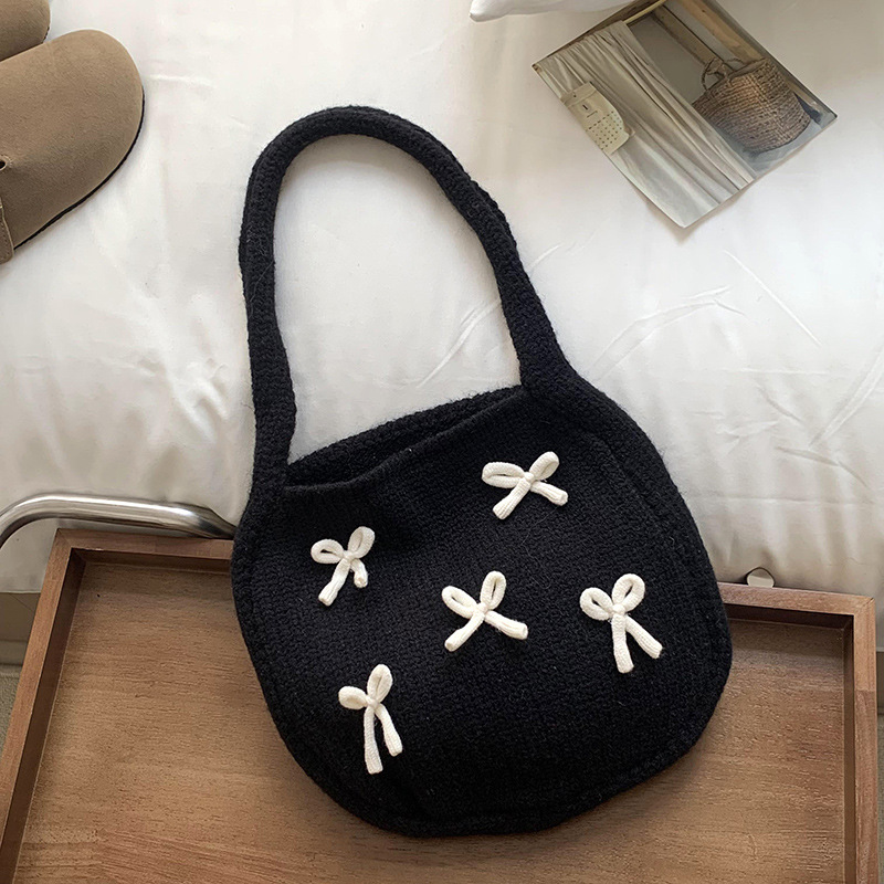 Bolsa de mano de mujer otoño / invierno nuevo estilo coreano atmósfera arco rojo tejido bolso de hombro lana