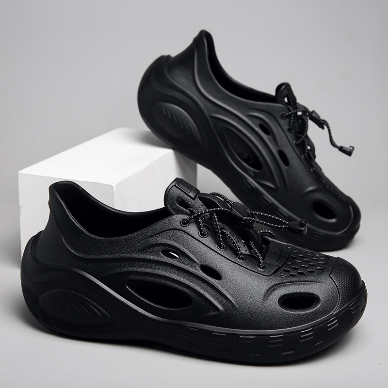 Zapatos con agujeros de color sólido para hombre, nuevas sandalias de tendencia de moda de verano, ropa exterior hueca, zapatos de tacón de suela gruesa