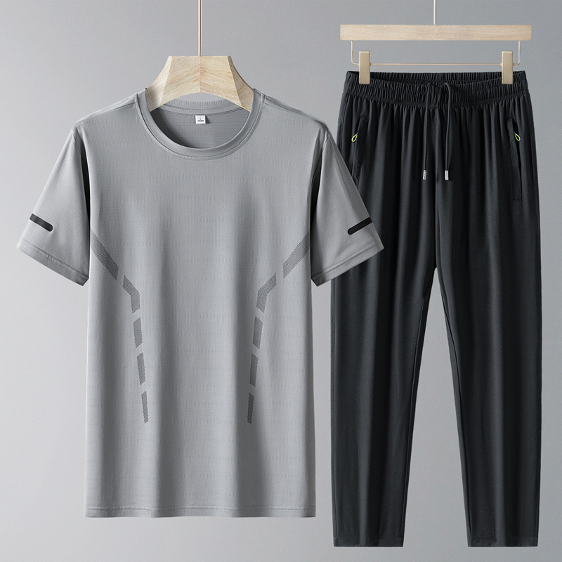 Papá, traje de verano, traje casual, hombre, delgado, hombre de mediana edad, pantalones de manga corta, traje de deportes de secado rápido de mediana edad