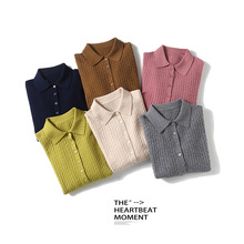 LABULL濮院羊毛衫女无缝一体polo领毛衣女百搭休闲针织衫女BN801