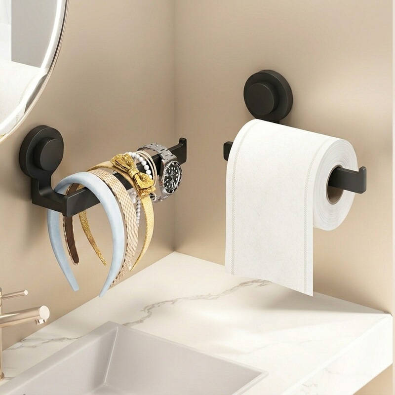 Cross-Border No-Drill Paper Towel Holder Bathroom Toilet Paper Holder Wall-Mounted Roll Paper Holder Toilet Paper Rod Bathroom Storage Rack