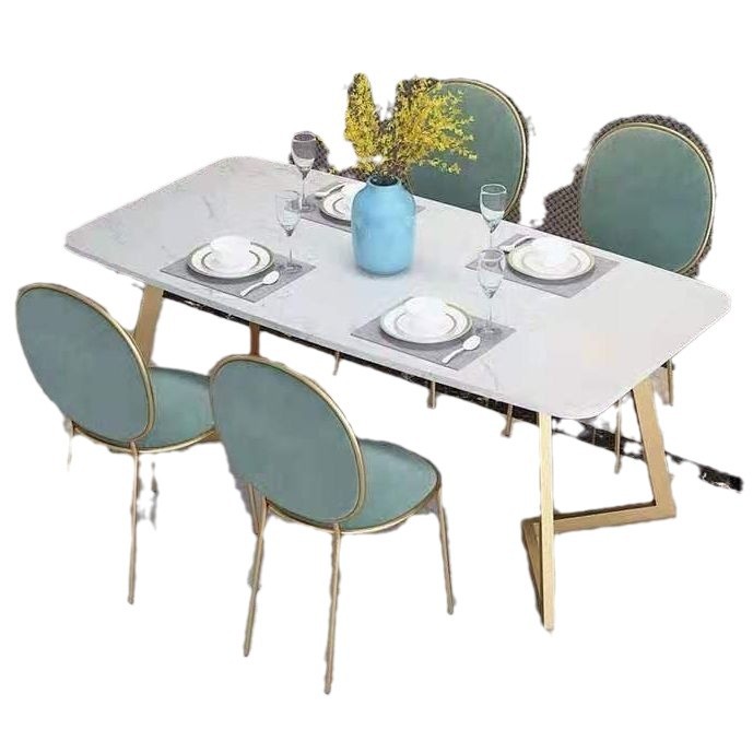 Comedor moderno y minimalista, mesa de comedor de mármol nórdico, mesa de comedor rectangular, mesa de comedor doméstica pequeña, combinación de mesa y silla