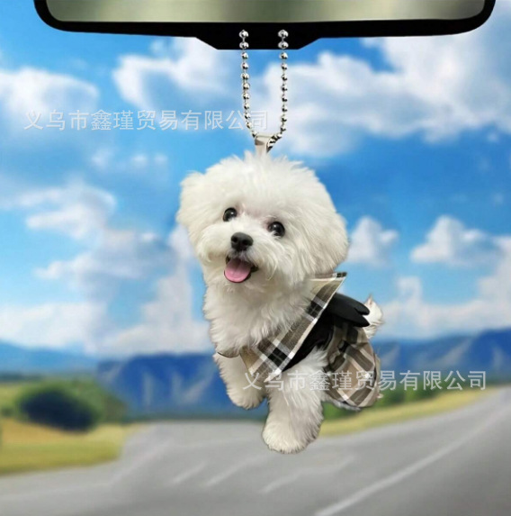 Nuevo acrílico plano transfronterizo perro decoración de automóviles colgante image 2