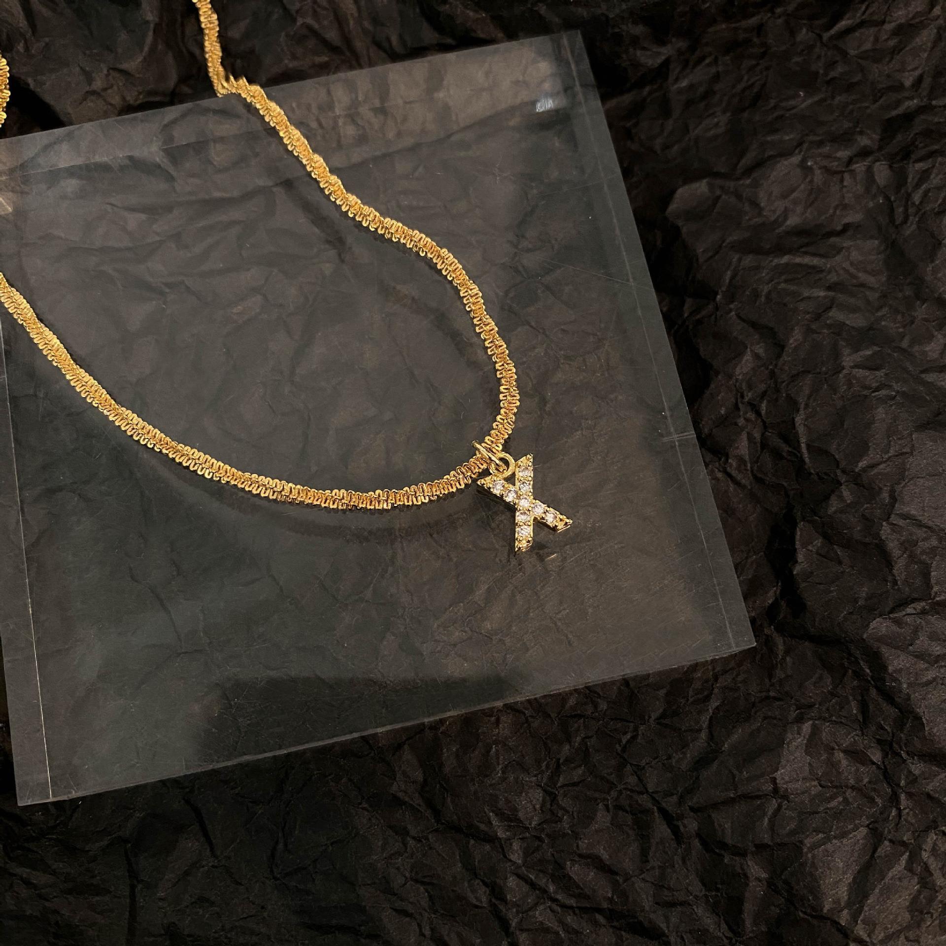 10g Weight Zircon Inlay Material Pendant Necklace Classification 1 Piece Quantity Holiday, Daily Occasion Titanium Steel Material Letter Pattern Women's Gender Plating, Inlay Design Simple Style, Classic Style Style Simple Style Classic Style Letter Titanium Steel Plating Inlay Zircon Pendant Necklace 30