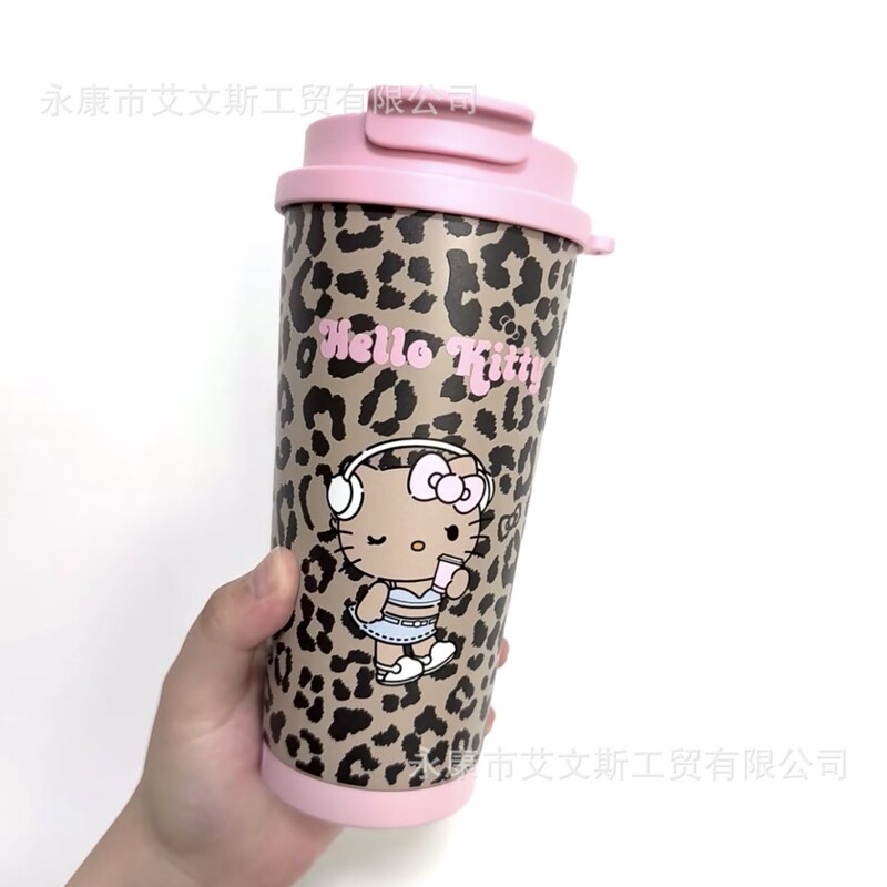 2025新款双饮咖啡杯豹纹车载大容量吸管不锈钢随手保温杯厂家直销|undefined