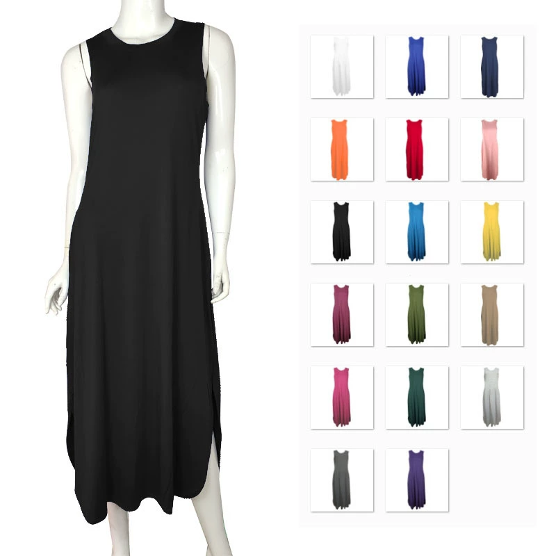 2023 Весна и лето Трансграничное женское желание Amazon eBay Черно-белое модное однотонное платье без рукавов с разрезом