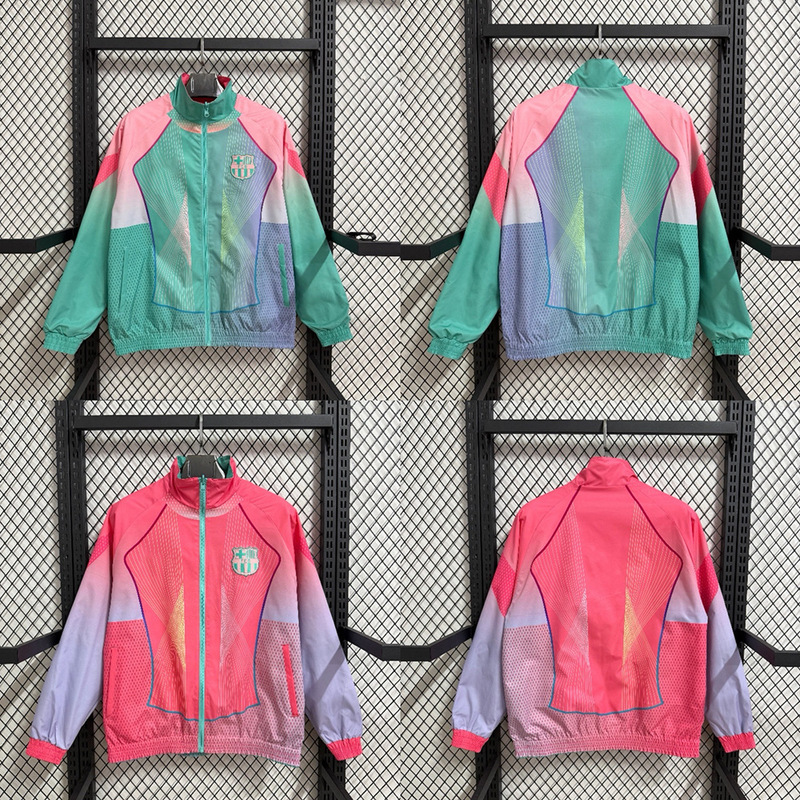 2526 Season Autumn and Winter Football Jersey Barcelona Long-Sleeved Windbreaker Jacket Waterproof Sports Jacket Reversible
