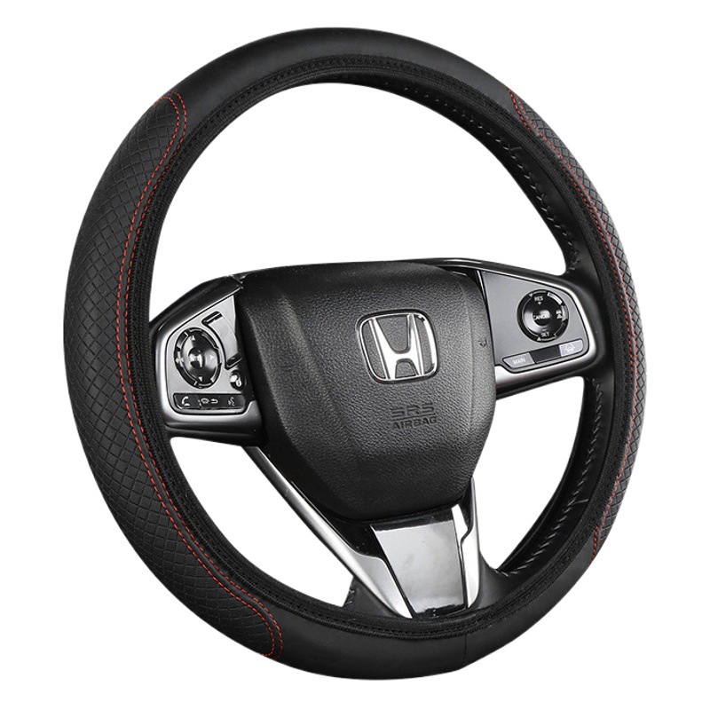 Coche volante cubierta de fibra cuero doble redondo no interior anillo de dirección cubierta de la rueda elástica banda elástica coche manija cubierta transfronteriza