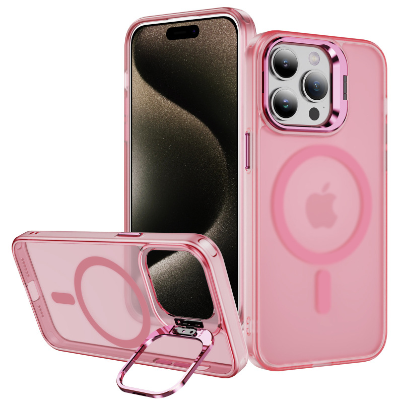 国境を越えて人気のある新型はアップルiphone16携帯ケース15promax肌感磁気吸引スタンド保護カバーを適用している|undefined