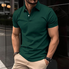 2025年tシャツ男性独立駅クロスボーダー夏アマゾン半袖poloシャツボタン純色男性スポーツ馬