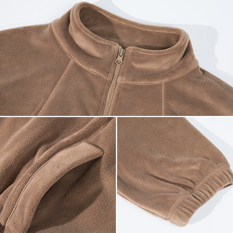 Otoño e Invierno nuevo al aire libre a prueba de viento olímpico chaqueta deportiva de las mujeres collar de soporte de lana suelta forrado caliente yoga chaqueta de fitness