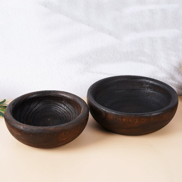 Wabi-sabi style Chinese wooden fruit plate