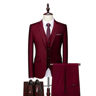 Amazon AliExpress cross-border new slim Korean casual business groom best man suit three-piece suit