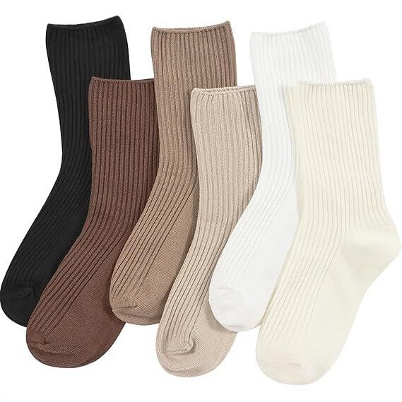Japanese-Style Solid Color Mid-Calf Socks for Women, Spring and Autumn Vertical Striped Cotton Socks, Simple Versatile Slouch Socks, Seamless Breathable Socks Japanese-Style Solid Color Mid-Calf Socks for Women, Spring and Autumn Vertical Striped Cotton Socks, Simple Versatile Slouch Socks, Seamless Breathable Socks