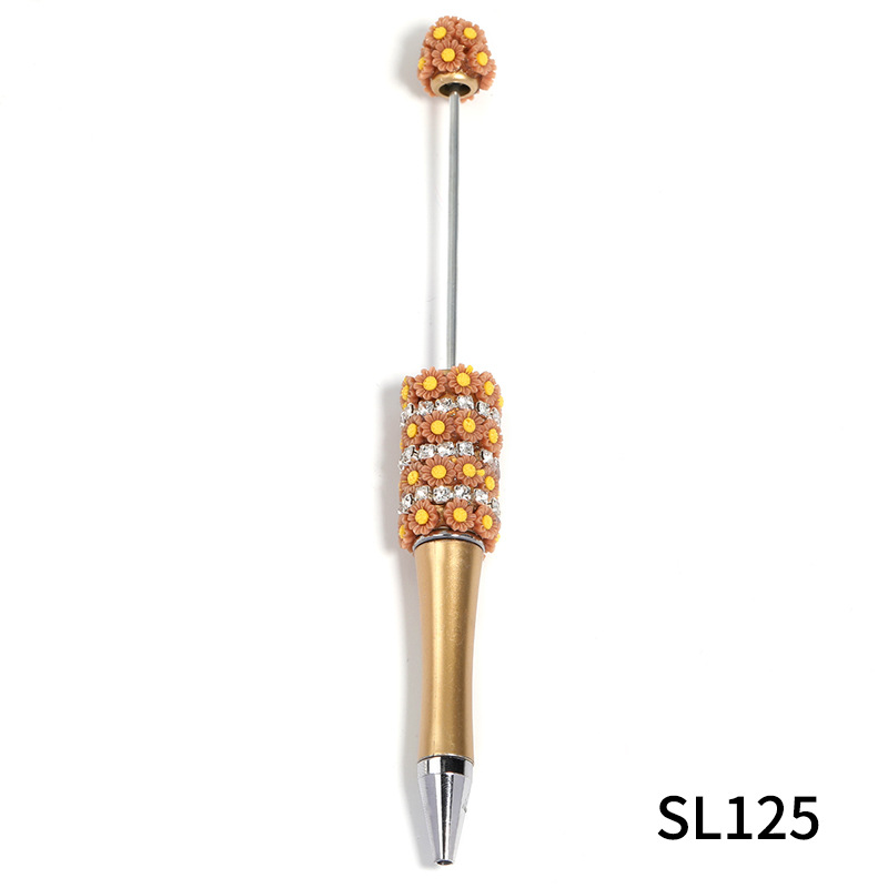 Bolígrafo de cuentas de bricolaje de la industria pesada Bolígrafo de cuentas de resina multicolor Bolígrafo de cuentas de cadena de garra Bolígrafo giratorio de plástico al por mayor