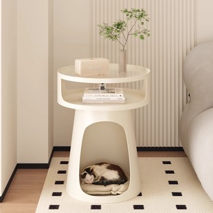 Sofa Side Table Cat Nest Coffee Table Removable Cream Style Round Side Table Creative Corner Table Bedside Rack Small Table