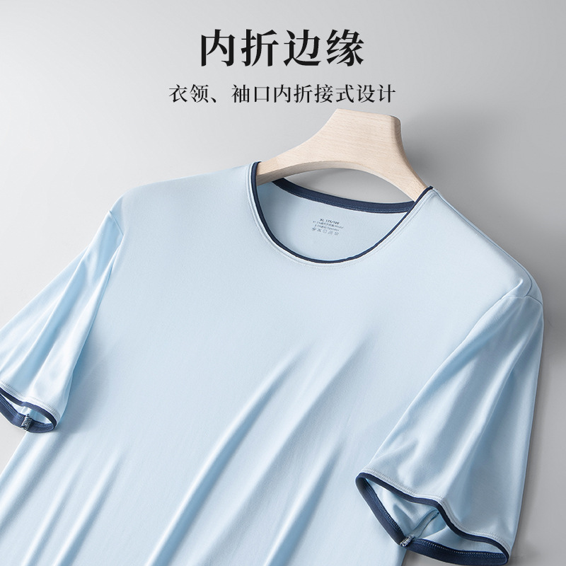 80 de doble cara modal de primavera y verano de los hombres ropa de casa traje de manga corta delgada pantalones se pueden usar fuera de pijama en stock