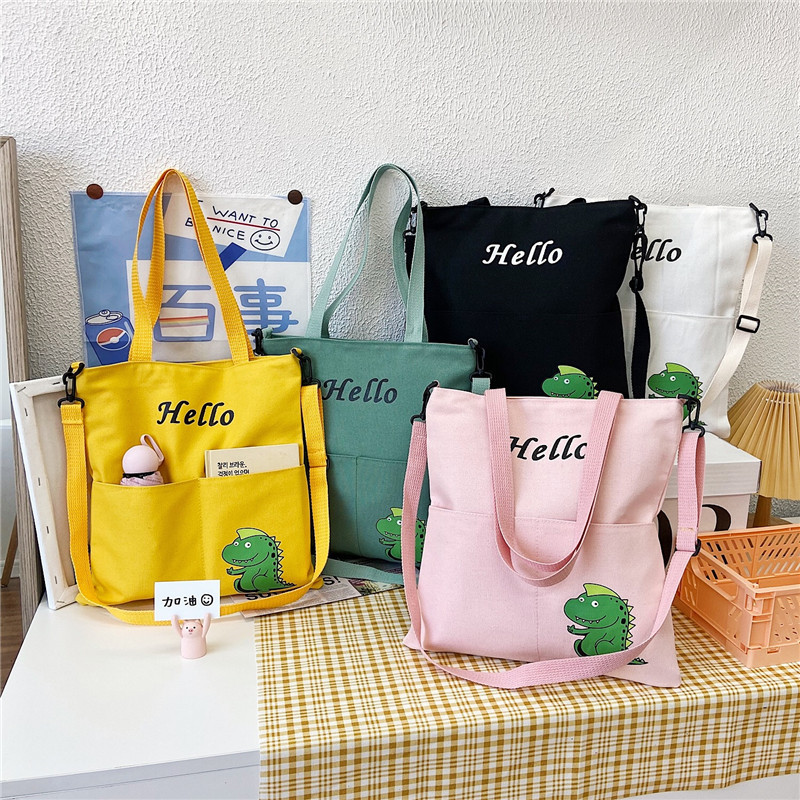 2022 Popular Student Tuition Bag Large Capacity Single Shoulder Crossbody Canvas Women's Bag Cute Sweet Bag Trendy