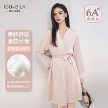 2025春秋新款跨境真丝睡袍女高级感100%桑蚕丝丝绸轻奢家居服晨袍
