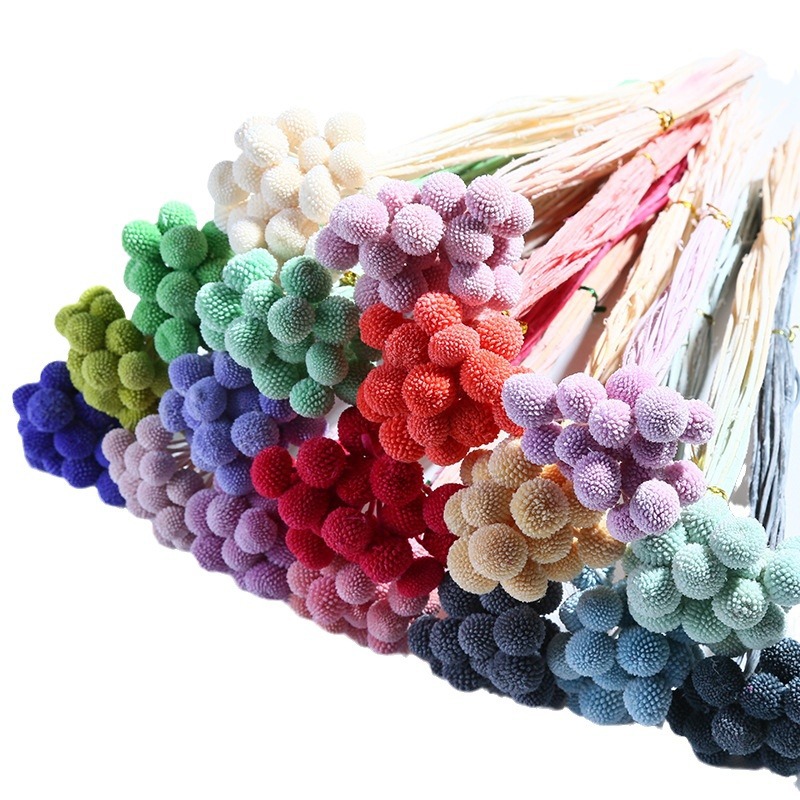 Flores secas de bola dorada de flor eterna de Yunnan, 20 piezas/paquete, ramo hecho a mano para el Día de San Valentín, regalo, materiales para bricolaje, venta al por mayor de fábrica.